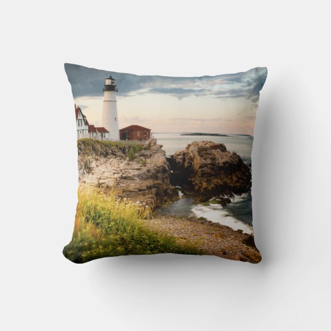 Portland Head Lighthouse | Cape Elizabeth, Me Throw Pillow (Front)