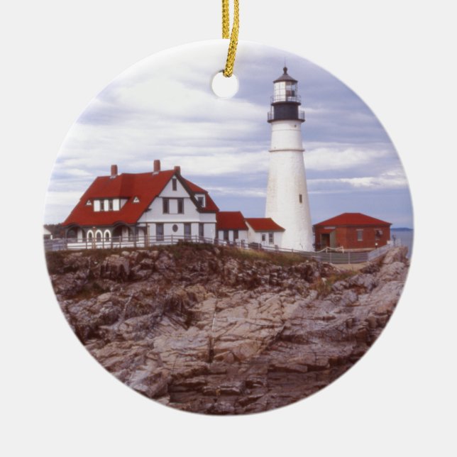 Portland Head Lighthouse Ceramic Ornament (Front)