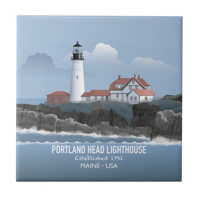 Portland Head Lighthouse Ceramic Tile (Front)