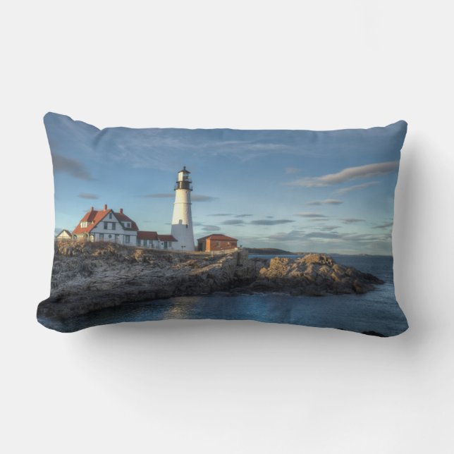 Portland Head Lighthouse Lumbar Pillow (Front)