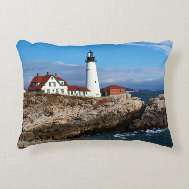 Portland Head Lighthouse, Maine Decorative Pillow (Front)