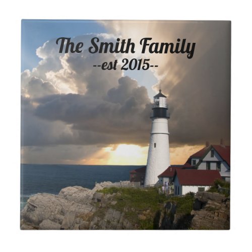 Portland Head Lighthouse Maine Family Name Ceramic Tile