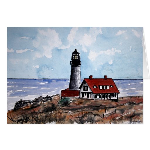 portland head lighthouse maine greeting card | Zazzle