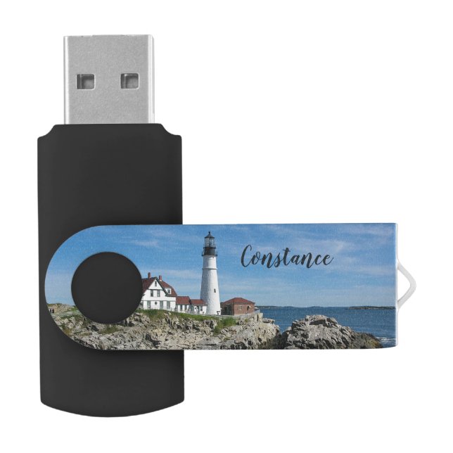 Portland Head Lighthouse Maine Personalized Flash Drive (Opened)