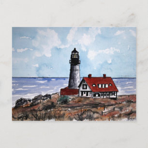 portland head lighthouse maine post card
