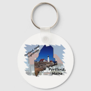 Portland Head Lighthouse Maine Silhouette Keychain