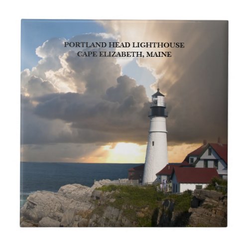 Portland Head Lighthouse Maine Sunset Photo Ceramic Tile