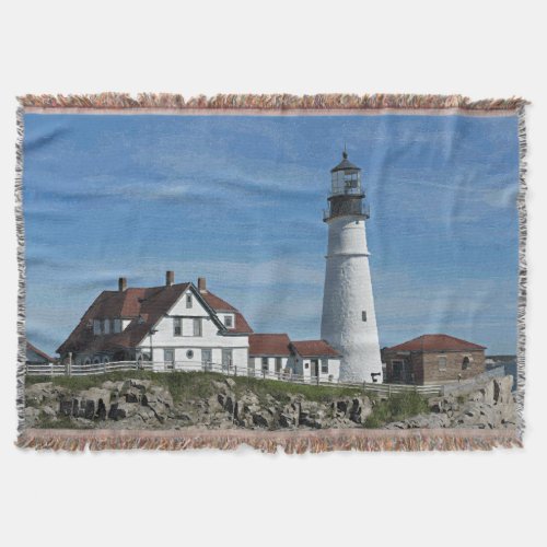 Portland Head Lighthouse Maine Throw Blanket
