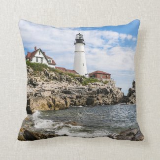 Portland Head Lighthouse Maine Throw Pillow