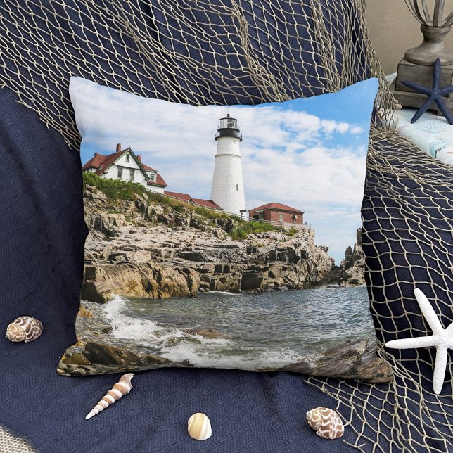 Portland Head Lighthouse Maine Throw Pillow (Creator Uploaded)