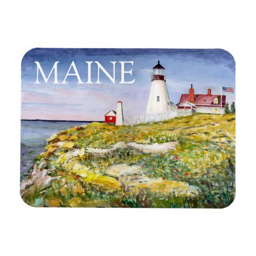 Portland Head Lighthouse Maine Watercolor Painting Magnet