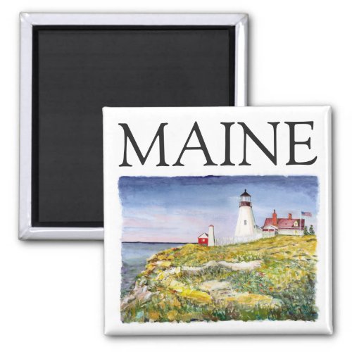 Portland Head Lighthouse Maine Watercolor Painting Magnet