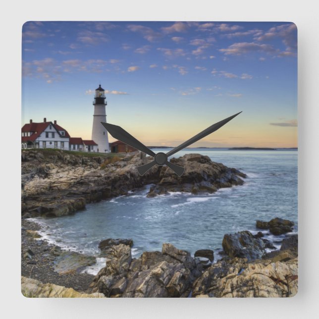 Portland Head Lighthouse Square Wall Clock (Front)