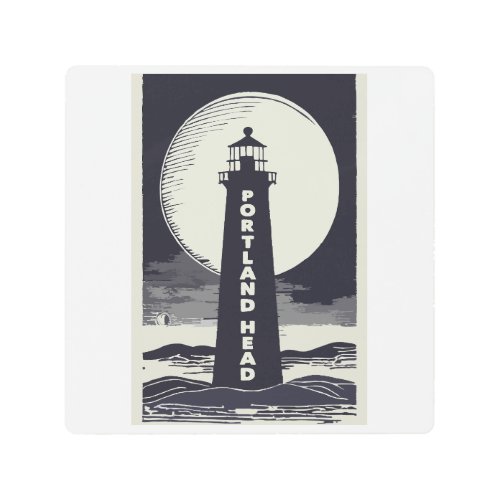 Portland Head Maine Lighthouse Moon Metal Print