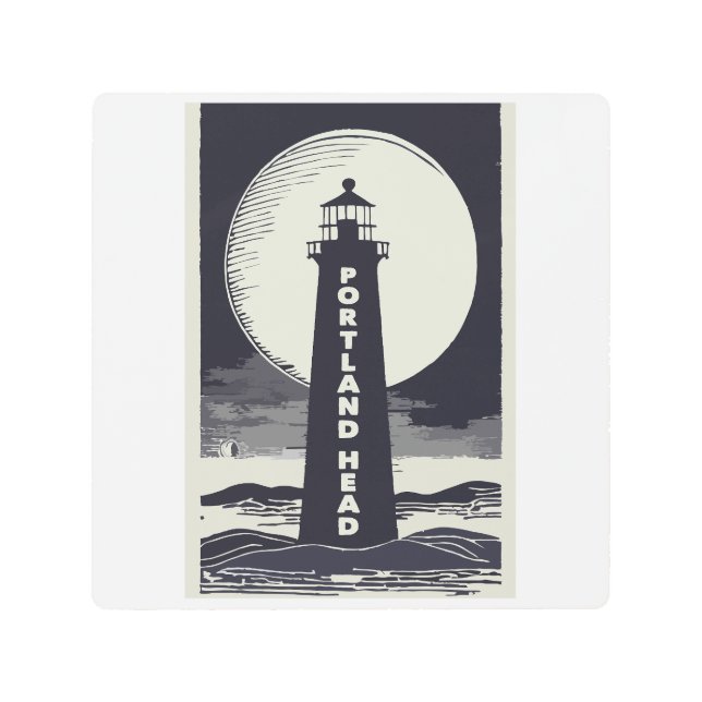 Portland Head Maine Lighthouse Moon Metal Print (Front)