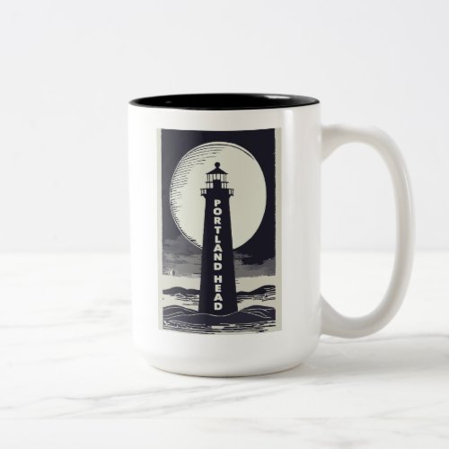 Portland Head Maine Lighthouse Moon Two_Tone Coffee Mug