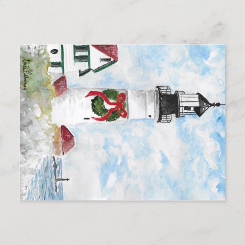 Portland Headlight First Snow Holiday Postcard