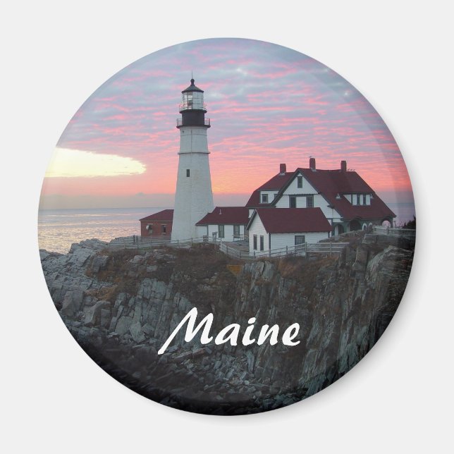 Portland Headlight Sunrise Maine Magnet (Front)