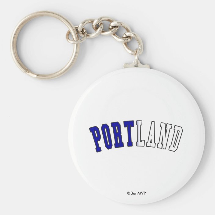 Portland in Maine State Flag Colors Key Chain