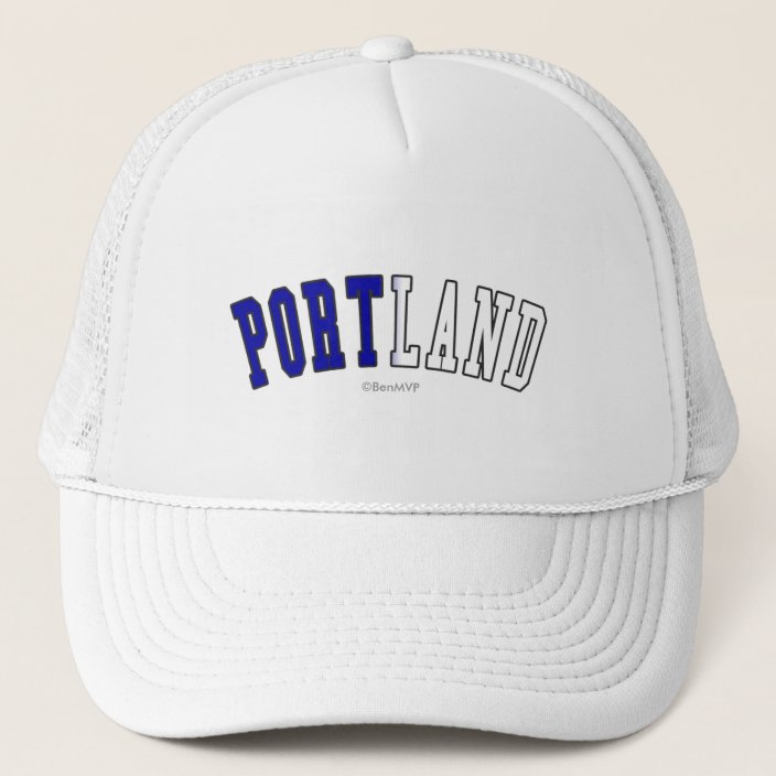 Portland in Maine State Flag Colors Trucker Hat