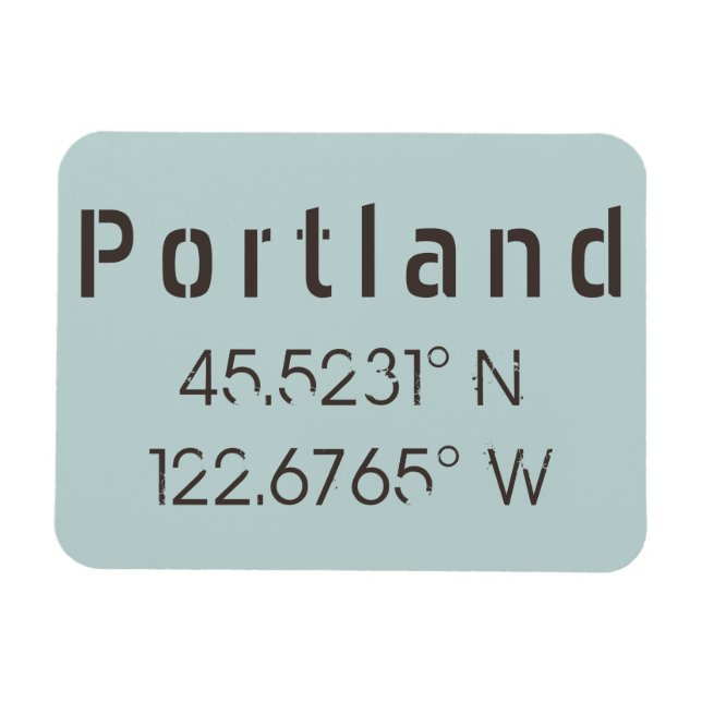 Portland Latitude & Longitude Magnet (Horizontal)