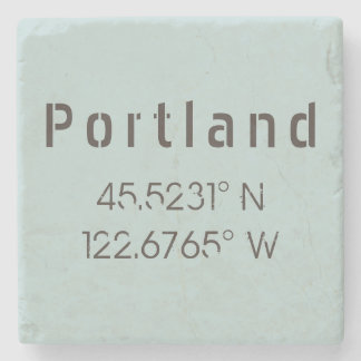 Portland Latitude Longitude Stone Coaster