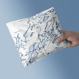 Portland Maine Casco Bay Map Elegant Navy Blue  Tissue Paper