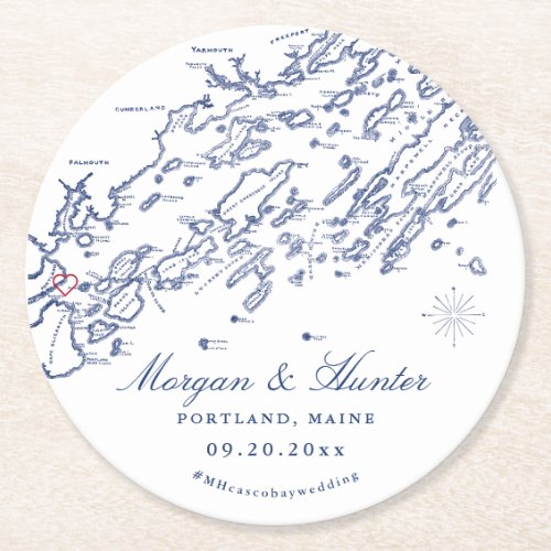 Portland Maine Casco Bay Wedding Coasters