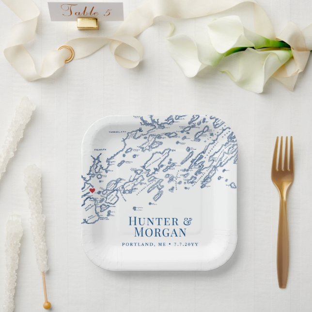 Portland Maine Casco Bay Wedding Engagement Party Paper Plates (Wedding)