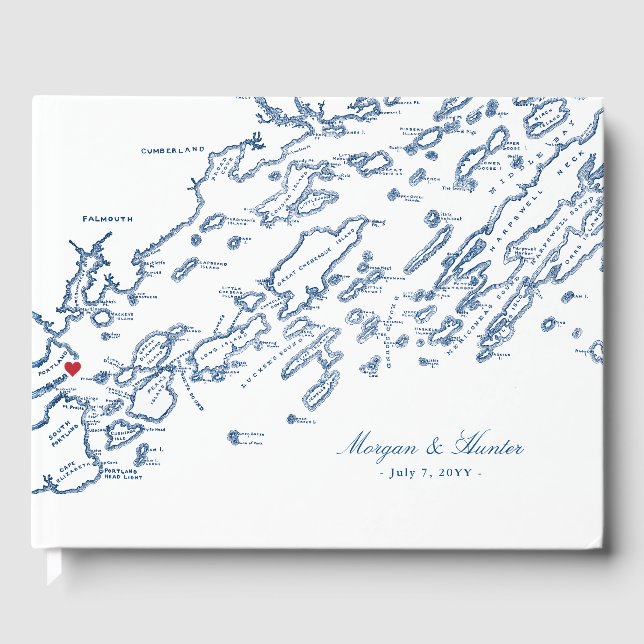 Portland Maine Casco Bay Wedding Guest Book (Front)