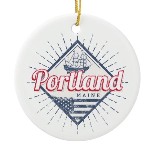 Portland Maine City United States Vintage USA Ceramic Ornament