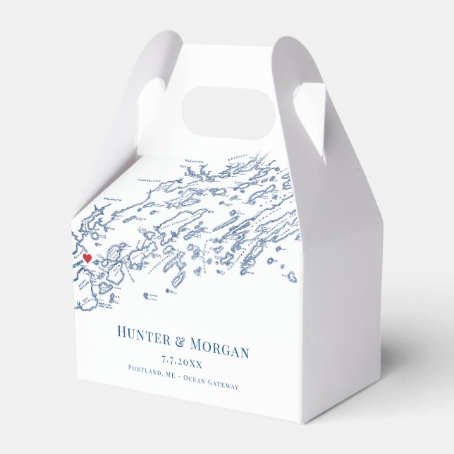 Portland Maine Destination Wedding Elegant Favor Boxes (Front Side)