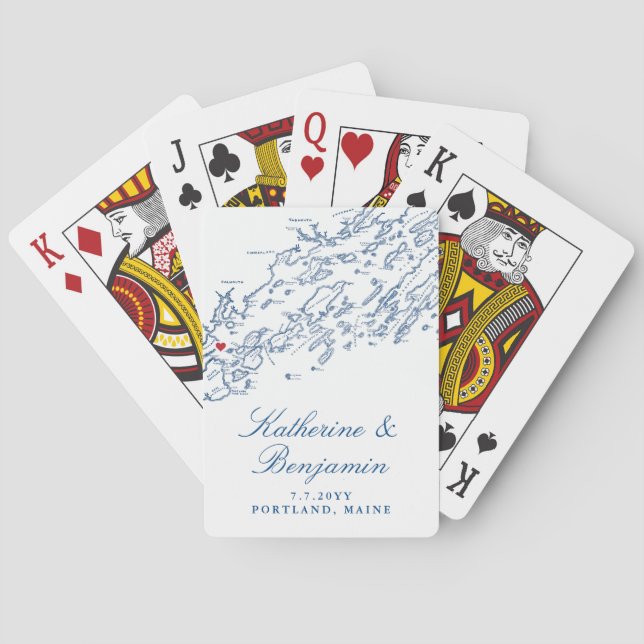 Portland Maine Destination Wedding Favor Poker Cards (Back)