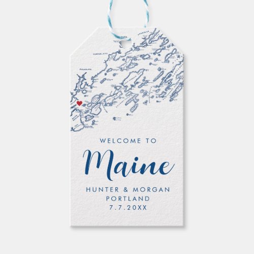 Portland Maine Elegant Modern Navy Wedding Favor Gift Tags