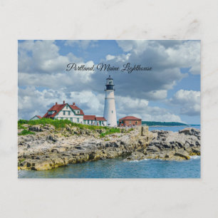 Portland, Maine lighthouse (labeled) Postcard