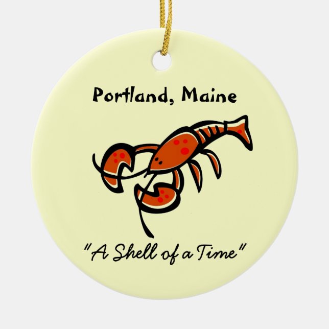 Portland, Maine Lobster Ceramic Ornament (Front)