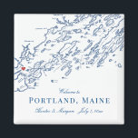Portland Maine Map Elegant Wedding Favor Magnet<br><div class="desc">Quick and Easy ordering! These Portland, Maine map magnets are perfect to welcome your out of town guests with welcome bag favors, or customize them for your wedding party. Perfect for weddings at Brick South or Portland Ocean Gateway. Move the heart by clicking "Edit Using design tool" under "Personalize". Map...</div>