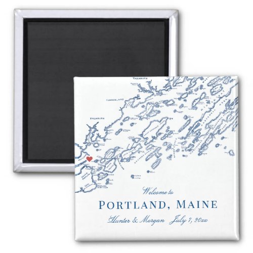 Portland Maine Map Elegant Wedding Favor Magnet