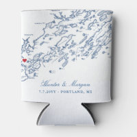 Portland Maine Map Wedding Favor Drink Holder