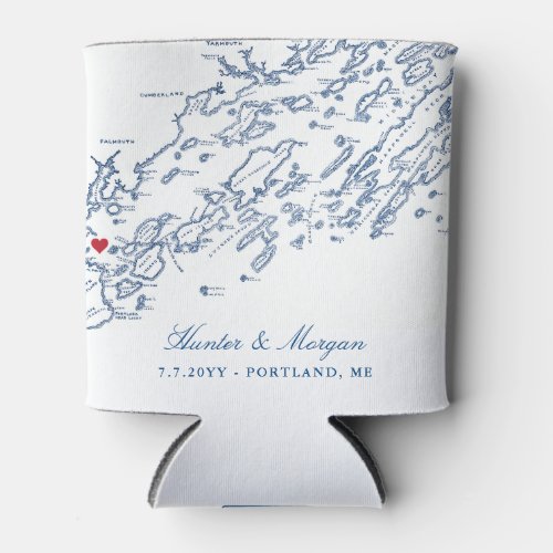 Portland Maine Map Wedding Favor Drink Holder Can Cooler