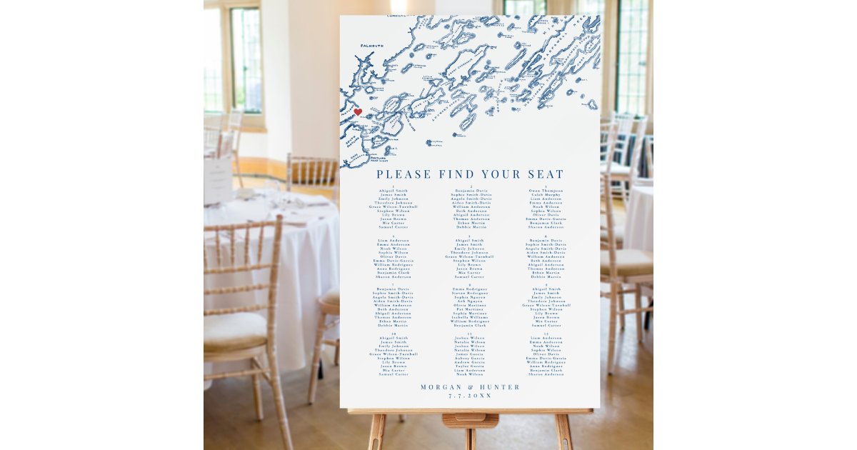 Portland Maine Map Wedding Seating Chart Foam Board Zazzle