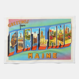 Portland Maine ME Old Vintage Travel Souvenir Kitchen Towel