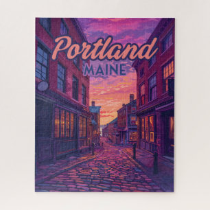 Portland Maine Old Port Cobblestone Vintage Jigsaw Puzzle