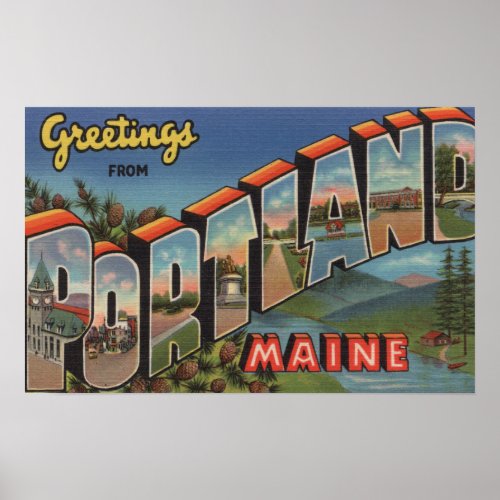 Portland Maine River Scene Poster