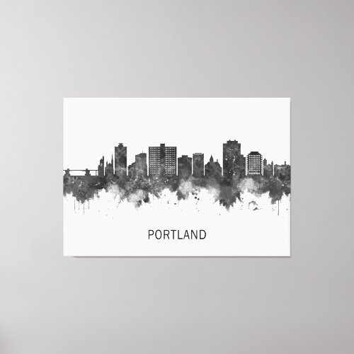 Portland Maine Skyline BW Canvas Print