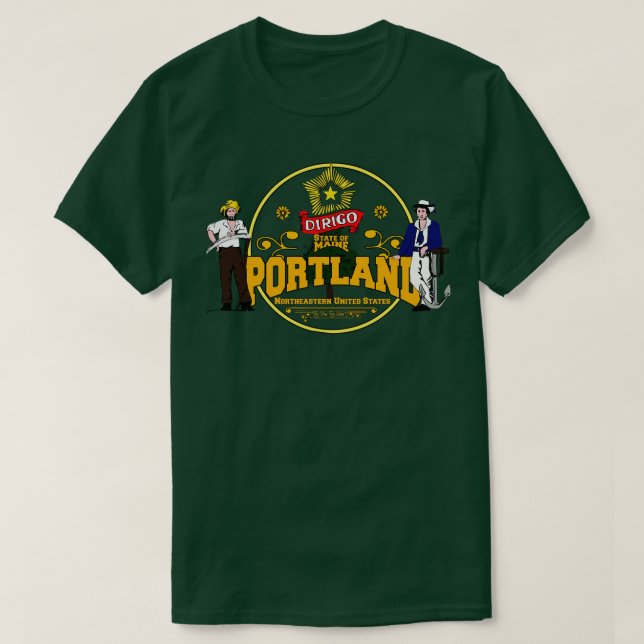 Portland Maine StateUSA T-Shirt (Design Front)