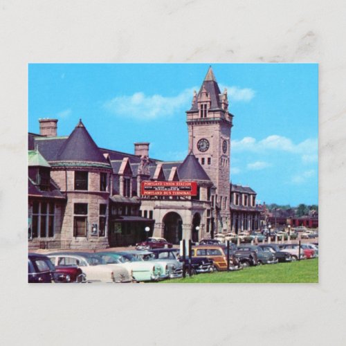 Portland Maine Union Station 1950s Postcard