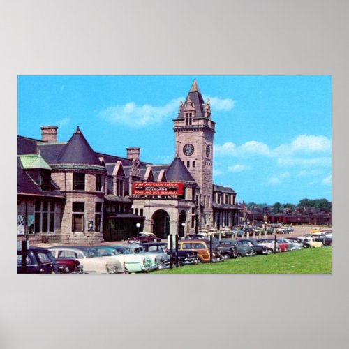 Portland Maine Union Station 1950s Poster
