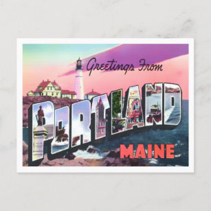 Portland, Maine Vintage Big Letters Postcard
