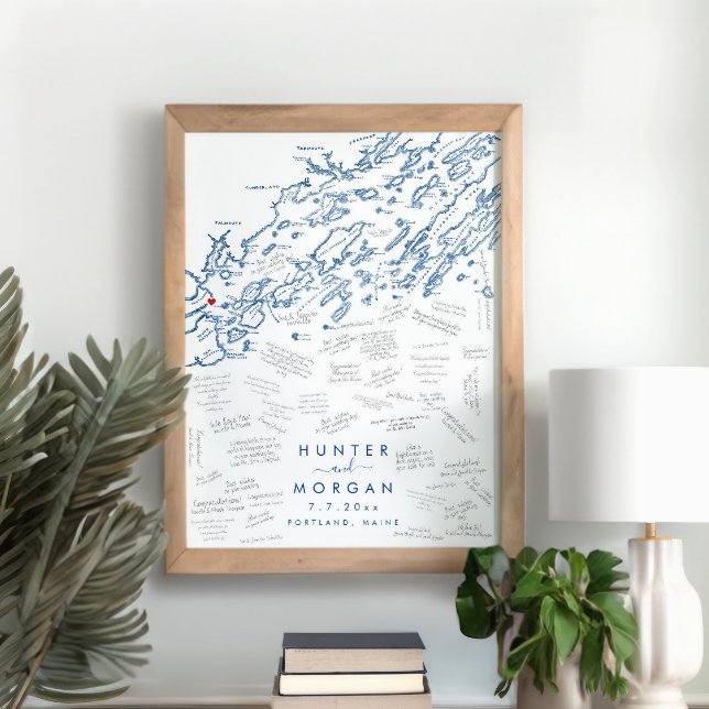 Portland Maine Wedding Modern Guest Book Poster (This Portland Maine wedding guest book poster is perfect for your destination wedding in Casco Bay)